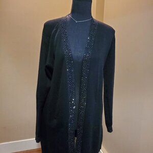 Black cardigan with rhinestone detailing